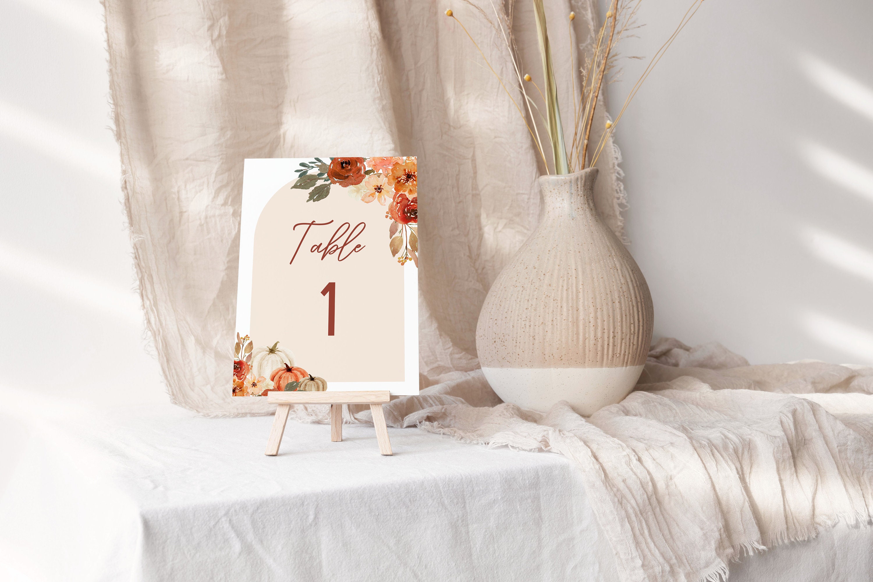 Fall Table Numbers, Printable Table Numbers, Autumn Baby Shower, Fall ...