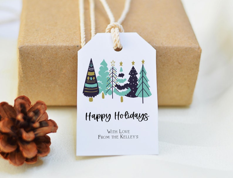Happy Holidays Labels Printable Christmas Gift Tags Holiday | Etsy