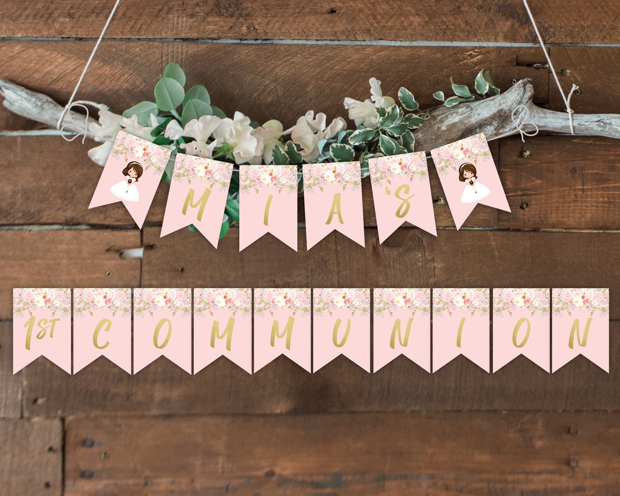 Banner Girl First Communion Blush Pink Communion Decorations Etsy