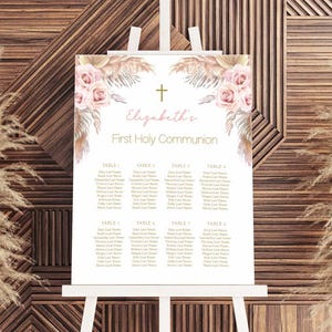 Blond Girl First Holy Communion Invitation, Boho First Holy Communion invitation, Printable Invitation, Editable Template, Pampas grass image 9