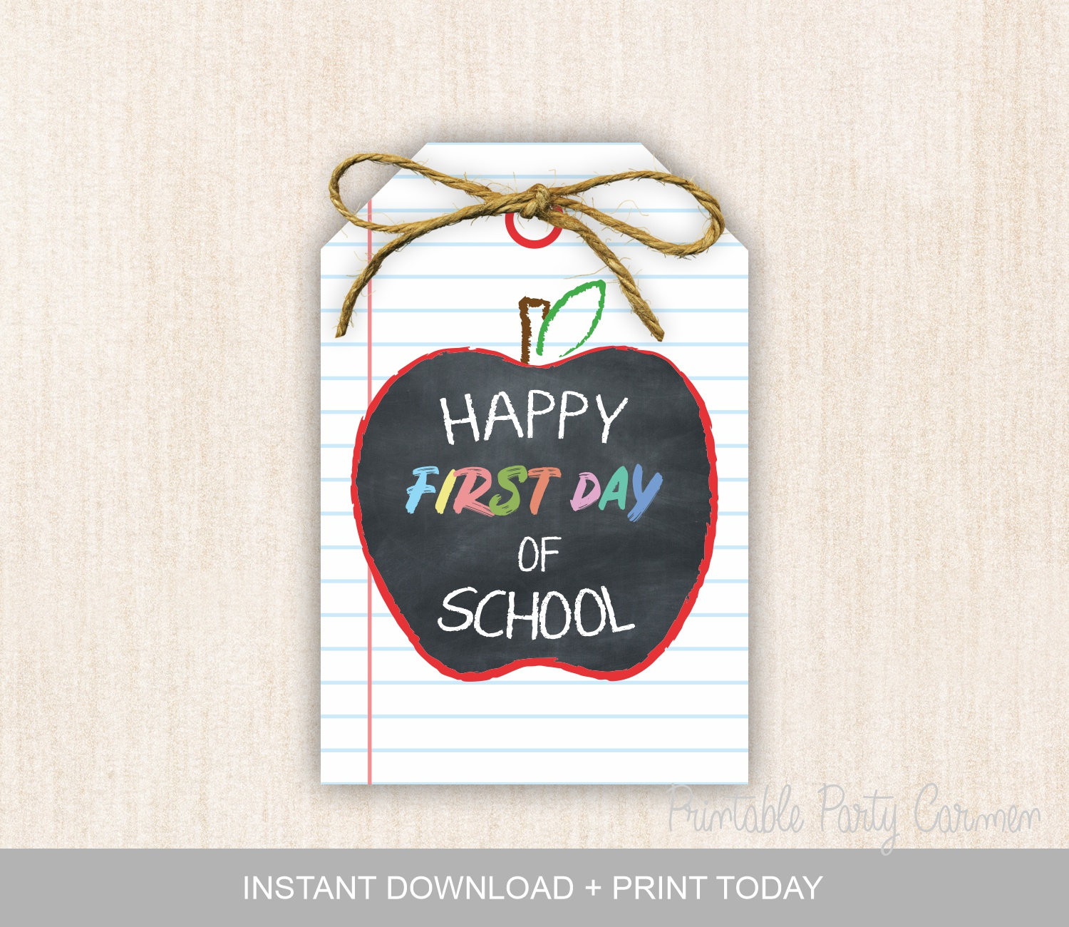 Back to School Printable Gift Tag, Happy First Day of School, Teacher ...