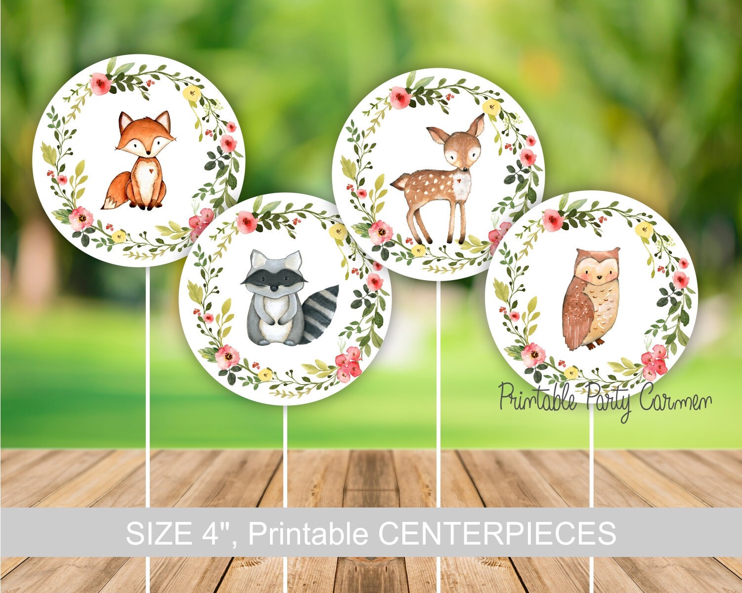 Woodland baby shower centerpieces girl baby shower baby shower decoration printable centerpieces woodland animals