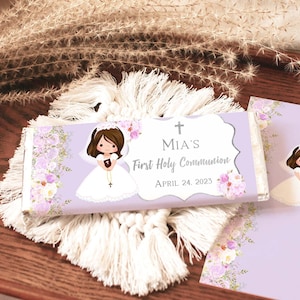 Purple Chocolate Bar Wrapper Communion Template, Girl First Communion, Candy Bar Wrapper, Editable, FC04