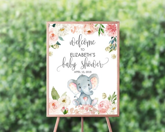 floral elephant baby shower decorations
