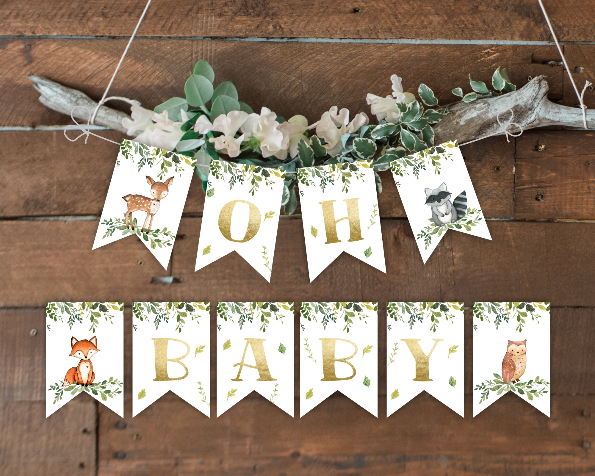 Banner OH BABY Woodland Baby Shower Woodland Animals Baby Etsy