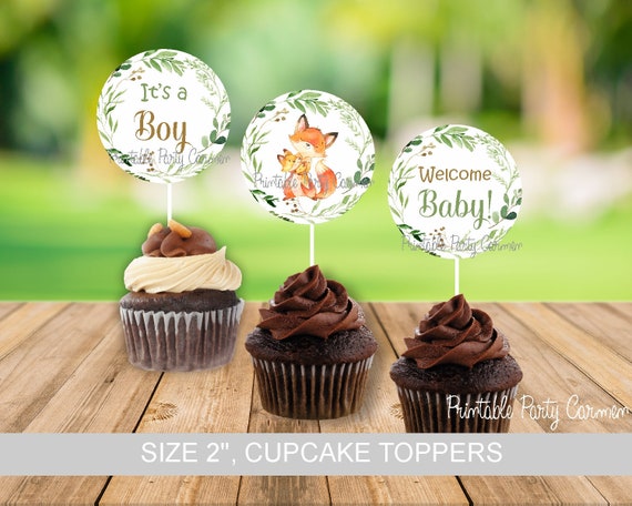 Fox Woodland Cupcake Toppers Boy Baby Shower Baby Shower Fox Woodland Cupcake Toppers Boy Baby Shower Baby Shower