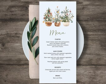 Christmas Menu Christmas Trees Menu Planner Christmas Dinner - Etsy