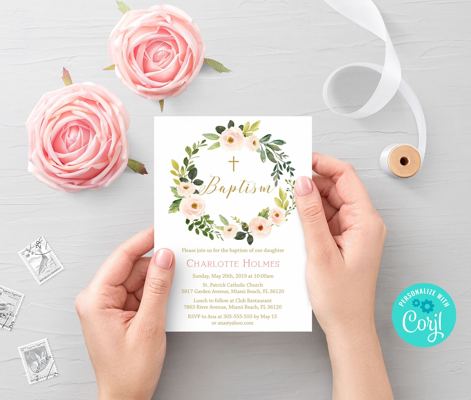 Baptism Favor Tag Printable Baptism Tag Girl Baptism Labels - Etsy