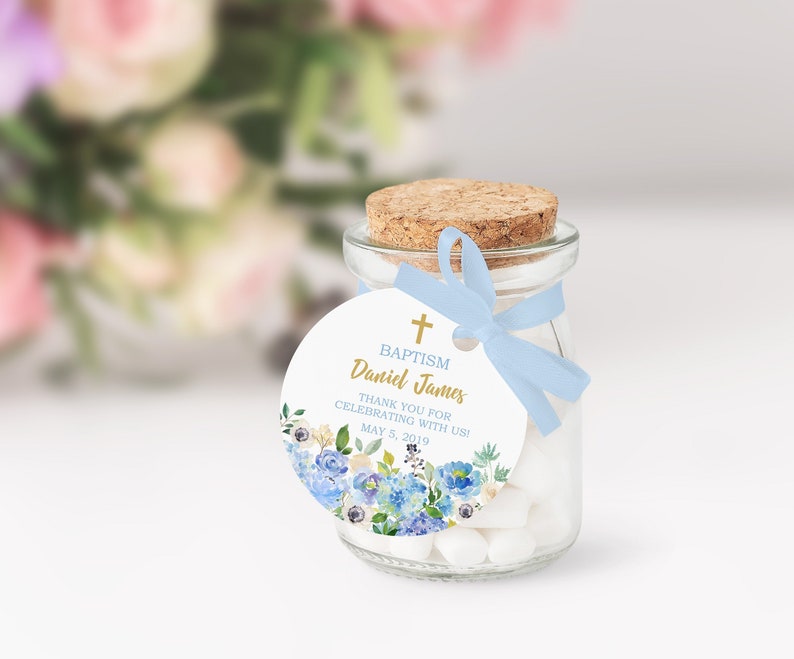 Printable Baptism Boy Favor Tags Baptism Stickers Floral - Etsy