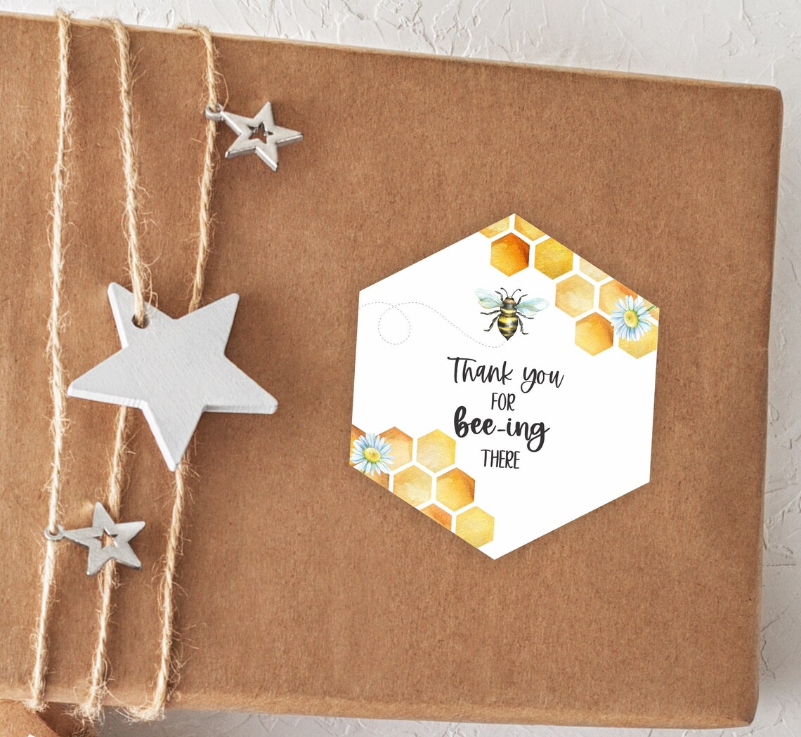 Bee Gift Tags, Birthday Bee Day Tags, Thank You for Bee-ing There, Bee ...