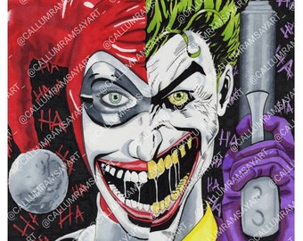 【楽ギフ_包装】 Art Joker and Quinn Harley A4 Print Etsy - 絵画