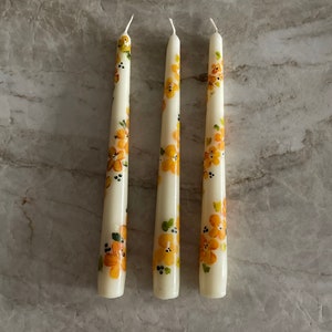CUSTOM Hand Painted Floral Taper Candles - Etsy