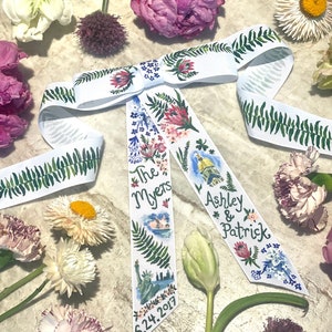 Custom Painted Bouquet Bow Ribbon