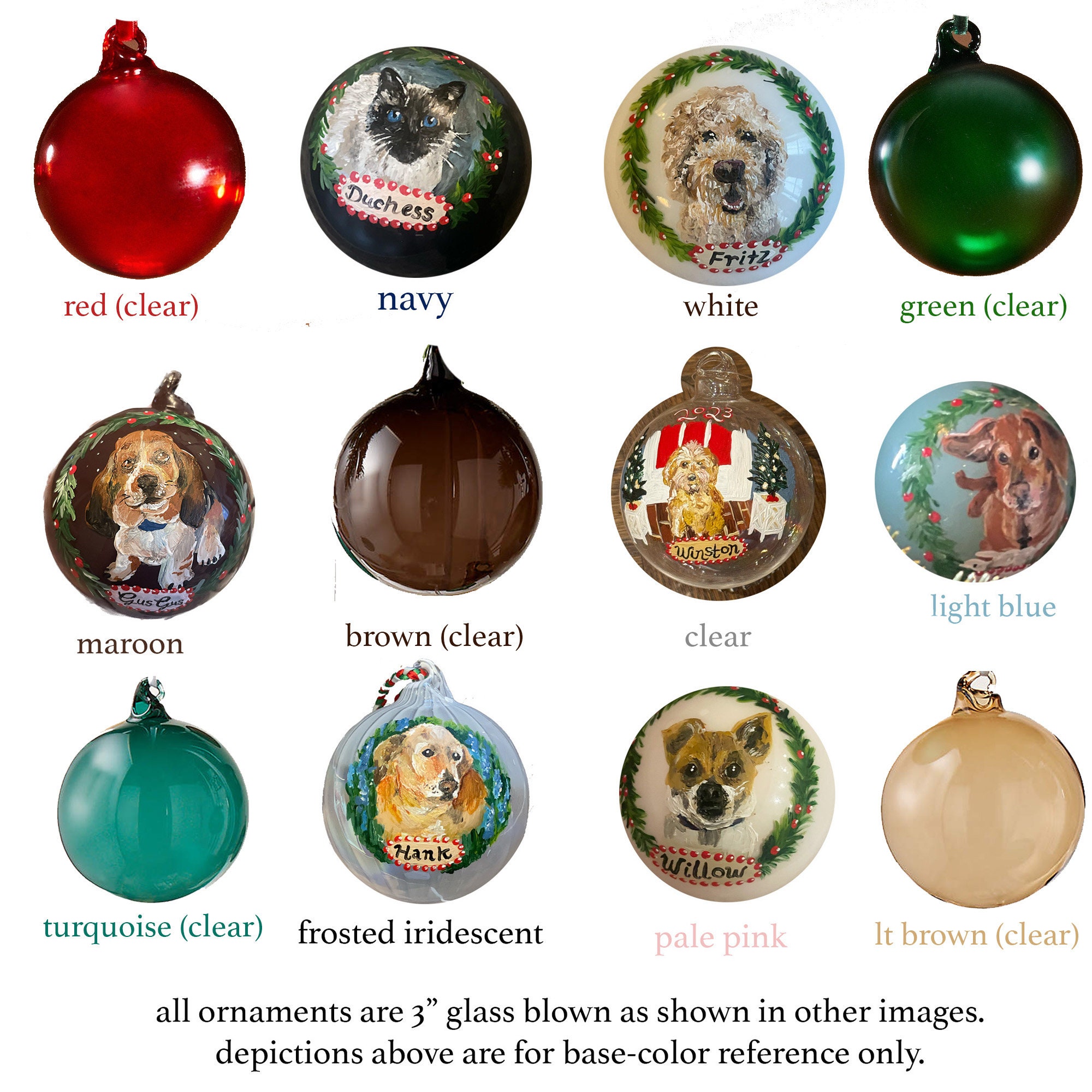 Custom Hand-Painted Pet Ornament Ornaments by Ashley Myers