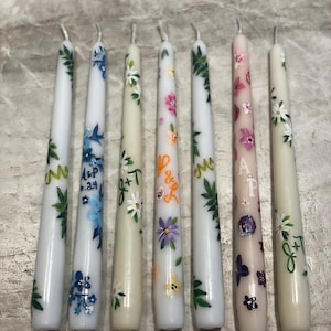 CUSTOM Monogram/date Hand painted taper candles