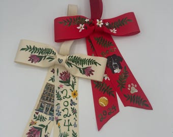 Custom Painted Bow Ornament