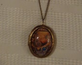 Opening Oval Art Bubble Glitter Cabochon Photo Locket Antique Brass Bronze Steampunk Metallic Skull Gears Top Hat Handmade Women 39 s Necklace