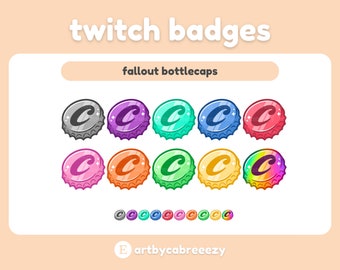 Pacchetto tappi di bottiglia - Fallout - Badge Twitch