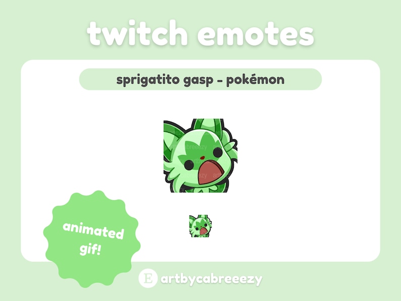 Animated Sprigatito Gasp Pokémon Twitch/Discord Emotes image 1