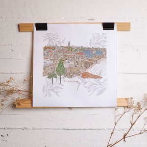 Old City of Jerusalem Art  |Jerusalem city| painting |Jerusalem painting |canvas cloth painting |watercolor painting| Art Wall | Canvas Art