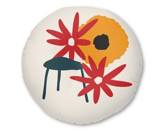 Poppy Freight Round Tufted Floor Pillow