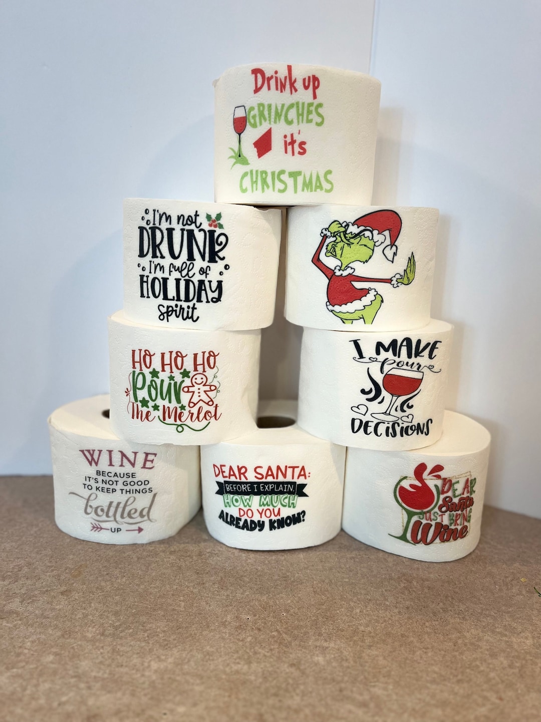 Christmas Drinking Toilet Paper, White Elephant Gag Gift, Secret Santa