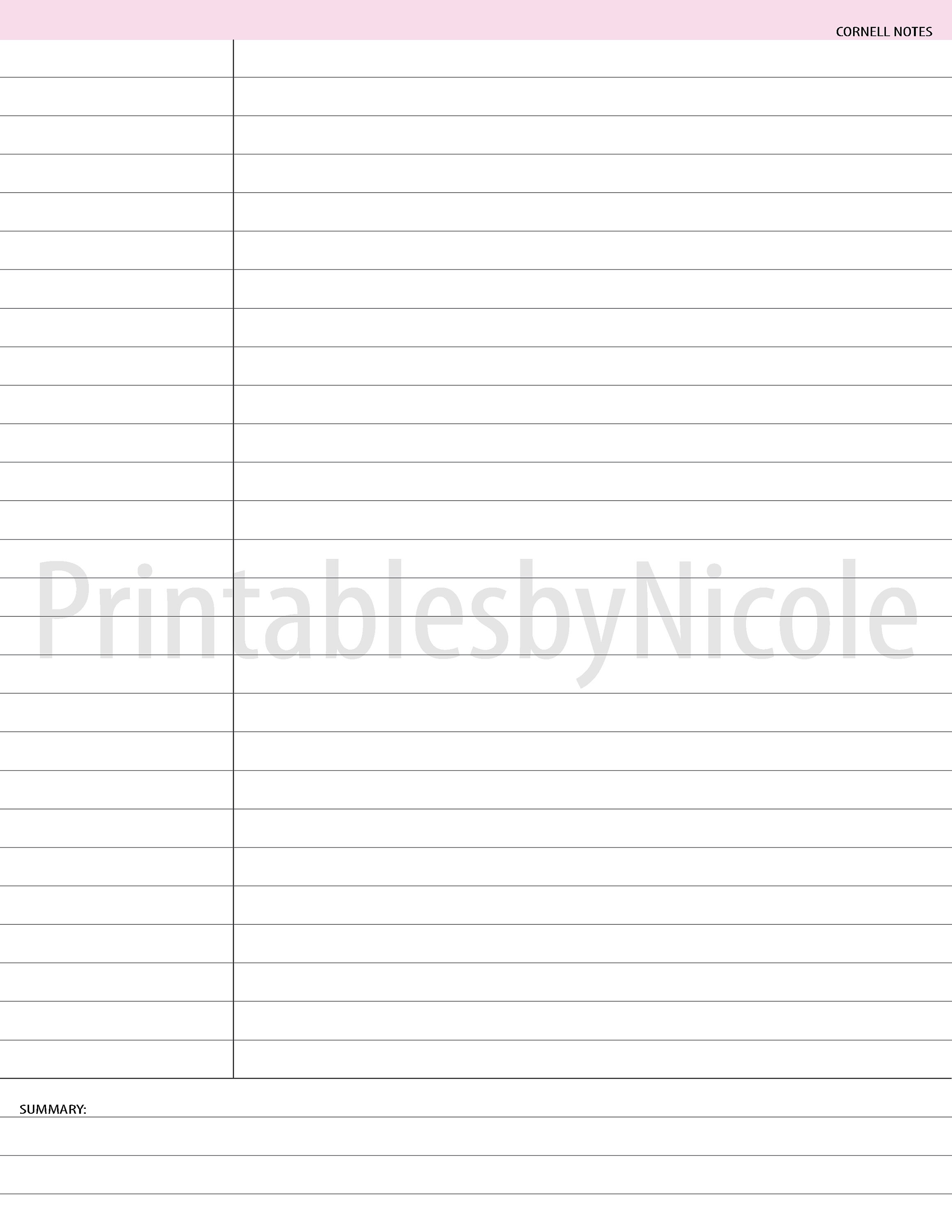 Printable Notes; Cornell Notes; Lined Notes; Graph Notes; Grid Notes ...