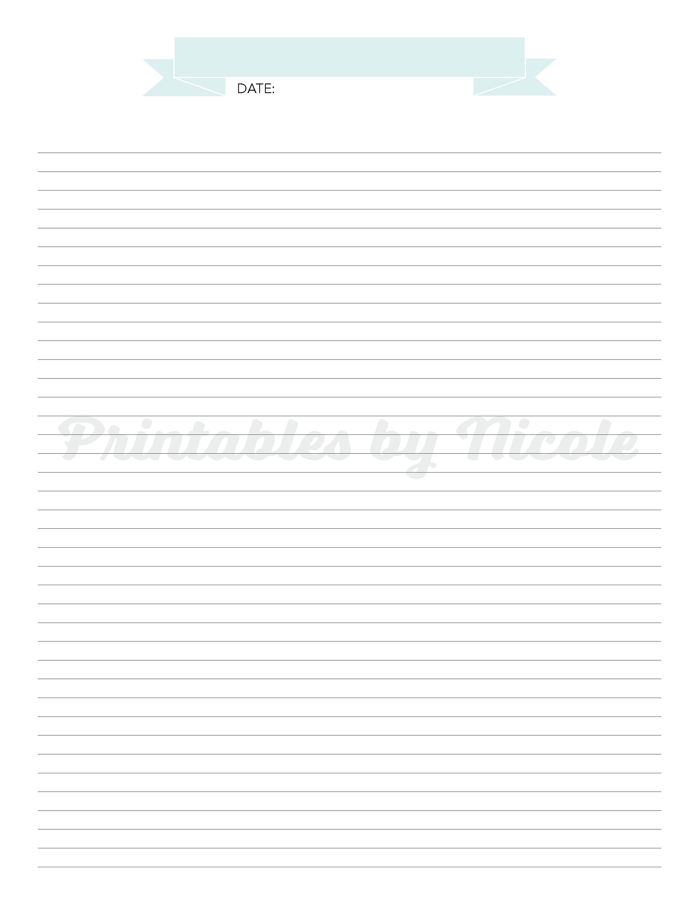 Lined Notes Sheets; Ribbon Banner; PDF Download; Printable; Digital ...