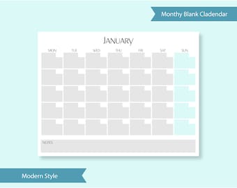 Blank Yearly Calendar Printable, PDF Printable, Digital Download ...