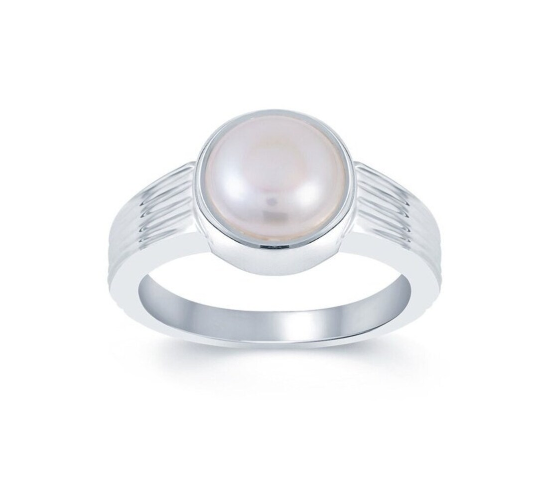 SILVER パール リング サイズ12 92.5 Sterling Silver Ring With Natural Certified 4.00 to