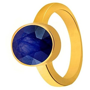 Natural Certified Blue Sapphire/Neelam 4 to 10 ct Panchdhatu Copper Adjustable Rashi Ratan Astrological Purpose Ring For Unisex