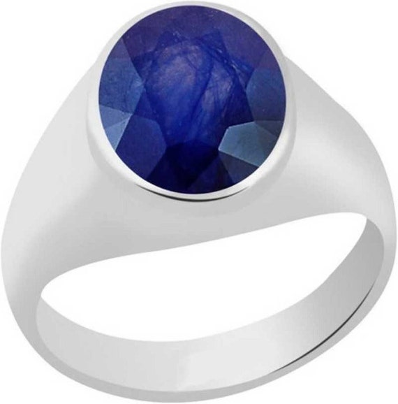 Natural Blue Sapphire Neelam Rashi Ratan Gemstone Certified 4 to 10 Ct Astrological Purpose Ring in 92.5 Sterling Silver for Men Women Etsy UK