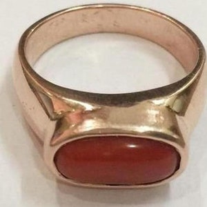 Natural Certified Red Coral/Moonga 4.00 - 12.00 Ct. Gemstone  Ring in Panchadhatu (Cooper),Birthstone jewelry Ring