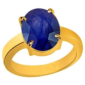 Natural Blue Sapphire/Neelam, Certified, 4 to 10 ct Panchdhatu, Copper, Rashi Ratan ring, Astrological Purpose Ring For Unisex