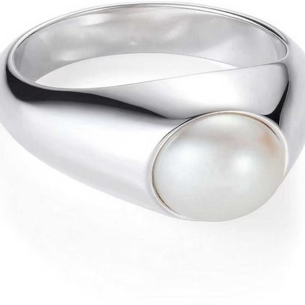 Natural Certified Pearl (Moti)4.00-12.00Ct 92.5 Sterling Silver Unisex Astrology Rashi Ratan Ring,Statement Ring ,Purpose Ring