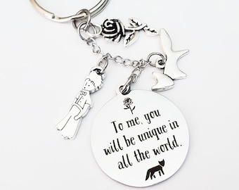 The Little Prince Keychain - To me you will be unique in all the world - Le Petit Prince Keychain - The Little Prince key chain