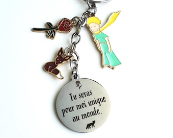 The Little Prince Laser engraved Keychain - Enamel Keychain - Le Petit Prince Keychain