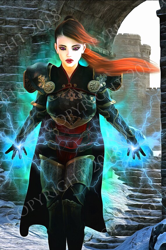  Beautiful  Female Mage Fantasy Art  Print Mystical Wall Art  