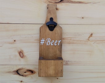 Wall mounted beer bottle opener