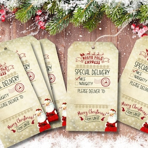 North Pole Express Gift Tags Digital Download
