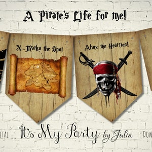 Pirates Party Decoration Bunting/Banner Digital Download