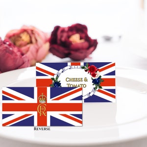 King Charles III Coronation Blank Table Name Union Jack Tent Cards - Téléchargement numérique