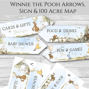 4 Winnie the Pooh Baby Shower Party Arrows Signs - Digital Download