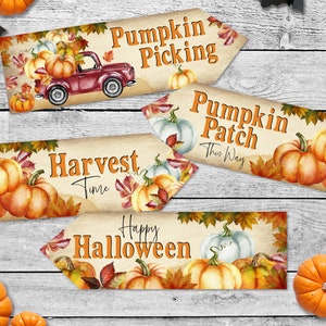 4 Halloween Harvest Time Pumpkin Patch Party Decoration Arrows DIGITAL DOWNLOAD