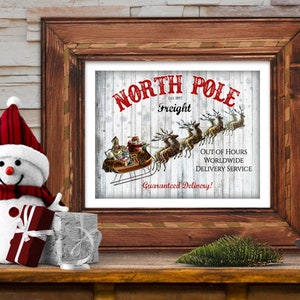 Christmas North Pole Santa Freight Delivery Service Wall Art Sign - Digital Download