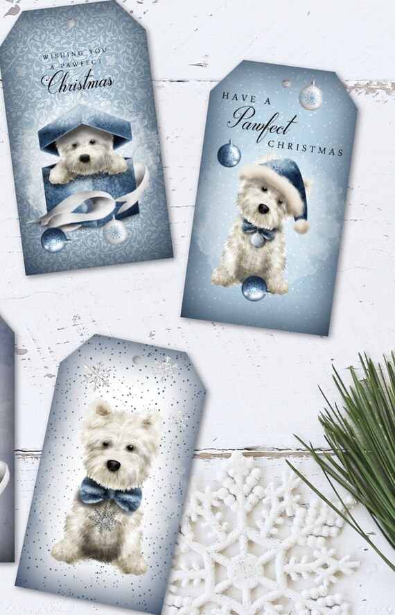 8 Cute Westie Terrier Christmas Gift Tags Digital Download