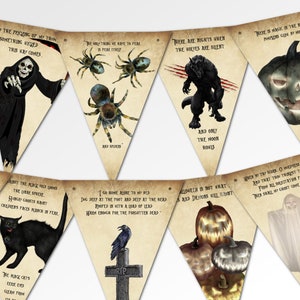 Vintage Verses Halloween Bunting/Banner Decoration - 12 Flags DIGITAL DOWNLOAD