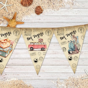 Bon Voyage Travel Bunting/Banner - Digitale download