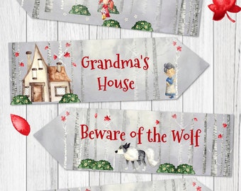 4 Little Red Riding Hood Party Arrows - Birthday, Christening, etc - Digital Download