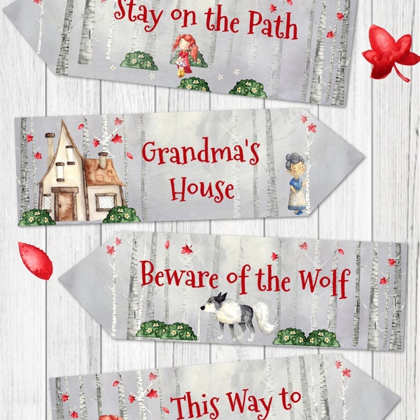4 Little Red Riding Hood Party Arrows - Birthday, Christening, etc - Digital Download